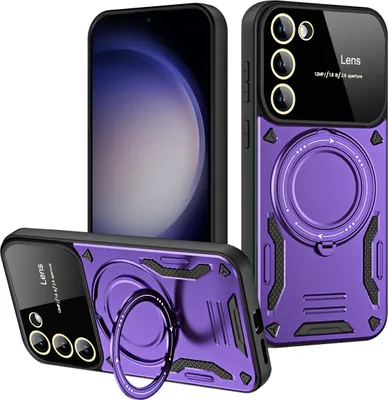 Produktbild von Rüstung Handyhülle für Samsung Galaxy S23+ Dual-Layer Magnetisches Ringhalter Ständer Magsafe Hülle Lila