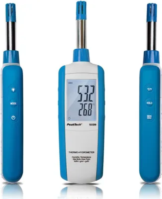 Immagine prodotto di PeakTech P 5039 - Termoigrometro ~ -30 ... +100¡C ~ 0 ... 100% RH con bulbo umido e punto di rugiada