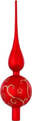 Produktbild von Christbaumspitze Glas 36cm mit Sternen & Ranken Muster - Merry Red