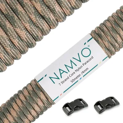 Zdjęcie produktu dla 550 Paracord, 7-żyłowy linka spadochronowa, 50 metrów, do użytku na zewnątrz i w sytuacjach przetrwania