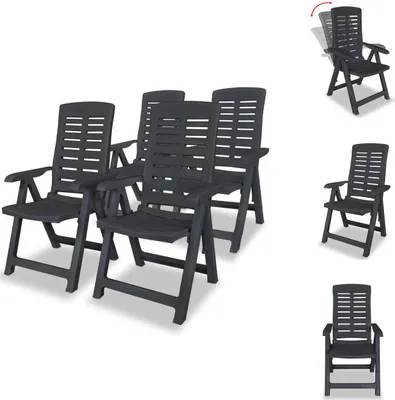 Immagine prodotto di vidaXL Sedie a sdraio da giardino 4 pz. Antracite - Sedie da giardino