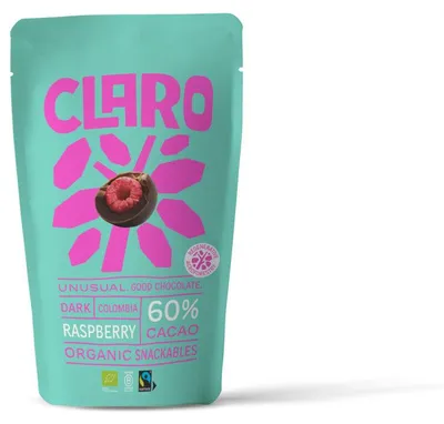 Image de Claro Dark Raspberry Snackables 100g – Chocolat noir au goût de framboise