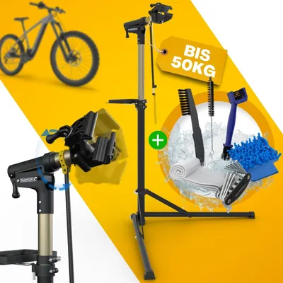 Produktbild von Tarpofix Fahrrad Montageständer – Stabiler Reparaturständer für E-Bike & MTB, 50 kg belastbar, 360° drehbar, höhenverstellbar