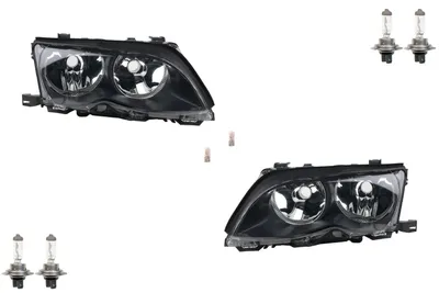 Produktbild von Johns, Scheinwerfer Halogen passend für BMW 3er schwarz E46 01-05 Leuchtmittel Satz L R 63127165769 63126910955 6910955 7165769 63127165770 6312691095