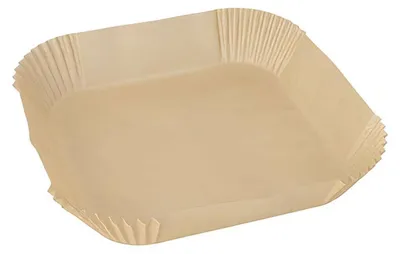 Produktbild von 100x Backpapierzuschnitte für Heißluftfritteusen Mikrowelle Backofen 20 x 20 x 4,5cm braun
