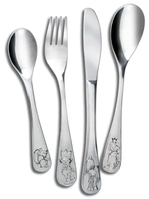 Produktbild von Beckmann & Rommerskirchen 4-tlg. Kinderbesteck Set KLEINER KÖNIG 4-teilig silberfarben hochglanzpoliert