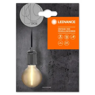 Image de Suspension Vintage Bobbin Grise Design Vintage, Douille E27, Gris Métallique - Ledvance