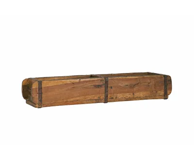 Produktbild von BigDean Alte Ziegelform 57x15x9,5 cm - Zweikammer - Vintage Holzkiste mit Metallbeschlägen - Echte, benutzte Form aus Indien aus Altholz gefertigt
