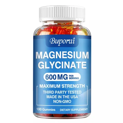 Produktbild von Magnesium Glycinate 600 mg (100 Gummies) Nahrungsergänzungsmittel, Muskeln, Schlaf, Entspannung