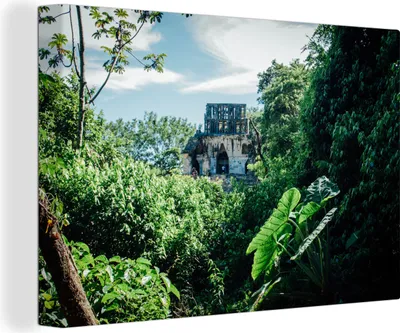 Produktbild von OneMillionCanvasses® - Leinwandbilder - 150x100 cm, Dschungelruinen in Palenque Mexiko, Wandbilder Kunstdruck Wanddekoration