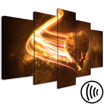 Produktbild von Akustikbild Abstrakt 200x100 cm Bilder Akustikschaum Hochleistungsschallabsorber Schallschutz Leinwand 5 tlg Wandbild Raumakustik Schalldämmung Erde Kosmos Meteorit n-A-1027-b-p