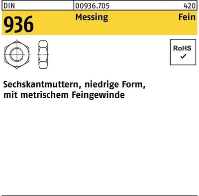 Produktbild von Reyher  Sechskantmuttern DIN 936 Messing M 24 x 1,5 Ms (25 Stück)