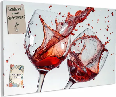 Produktbild von Magnettafel 90 x 60 cm „Spritzender Rotwein“ – Magnetwand aus Metall, beschreibbar mit Whiteboard-Marker – Memoboard für Küche & Büro