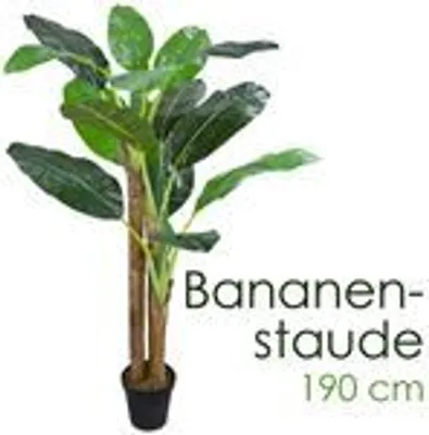 Produktbild von Bananenbaum Bananenstaude Kunstpflanze Künstliche Pflanze 190 cm Kunstblume Innendekoration Kunst Pflanze wie echt im Topf Decovego
