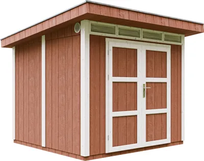 Produktbild von Gartenhaus  5,9m² mit Boden und Bitumenfliesen - Geräteschuppen B279xL293xH239 cm - Gartenhütte TIMBELA M903A - REDWOOD RED