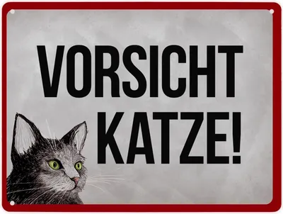 Produktbild von Metallschild XL mit Spruch: Vorsicht Katze Schild Blechschild Aluminiumschild