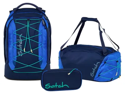 Produktbild von Satch Schulrucksack-Set PACK Crossed Blue 3-teilig, ab 5. Klasse