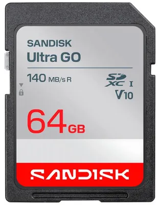 Zdjęcie produktu dla SanDisk Ultra GO, 64 GB, SDXC, UHS-I, 140 MB/s, Class 3 (U3), V10