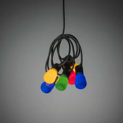 Produktbild von KONSTSMIDE LED Biergartenkette, opal, 40 bunte Birnen / 80 LEDs warmweiß, 6V Außen