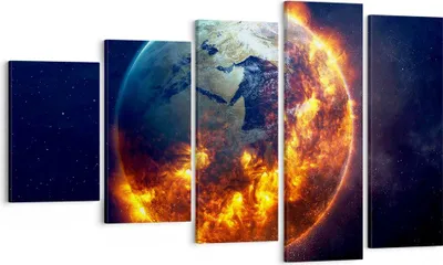 Produktbild von Bild auf Leinwand - Leinwandbild - Universum Erde Feuer Globus - 100x60cm - Wand Bild - Wanddeko - Leinwanddruck - Bilder - Kunstdruck - Wanddekoration - Leinwand bilder - Wandkunst - EG100x60-2875