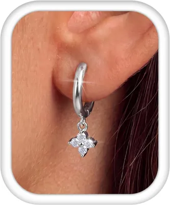 Imagen del producto de Aretes de plata de ley 925, diseño colgante, ligeros, ideales para el uso diario