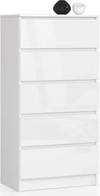 Image de Commode KOMMUN K60 haute brillance blanche avec 5 tiroirs pour la maison et le bureau