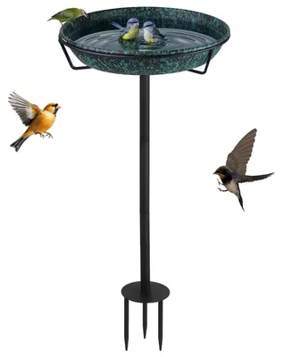 Productafbeelding van 30 cm Vogelbad voor de Tuin van Metaal met Voederfunctie