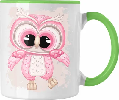 Produktbild von Trendation - Eulen Tasse Geschenk Frauen Eulenliebhaber Fans Becher Grafik (Grün)
