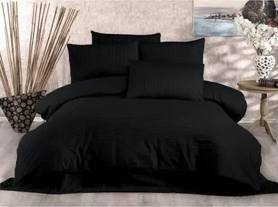Produktbild von Bettwäsche-Set, 220 x 240 cm, 70% Polyester 30% Baumwolle, Schwarz, 2 Kissenbezüge 60 x 60 cm, 120 Fadenzahl