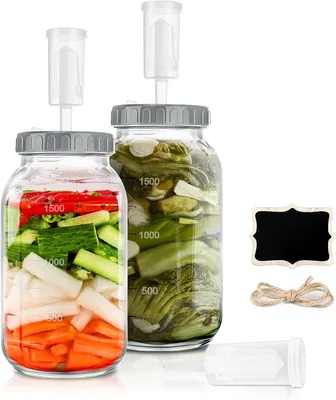 Produktbild von Gärtopf 2 l, 2 Stück, mit Luftverschluss, Glas, für Küche