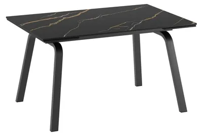 Productafbeelding van Uittrekbare eettafel Dylan met een matzwarte keramische tafelblad en antracietkleurige metalen poten – Afmetingen 140/200 x 80 cm – Modern design