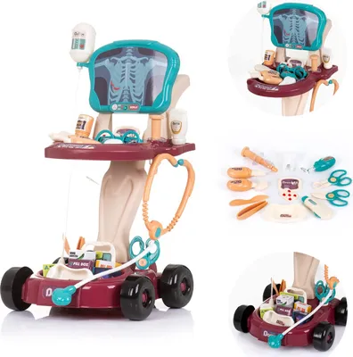 Produktbild von Chipolino Kinderspielzeug Arztwagen 29-teilig Brille Stethoskop Spritze Pinzette bunt