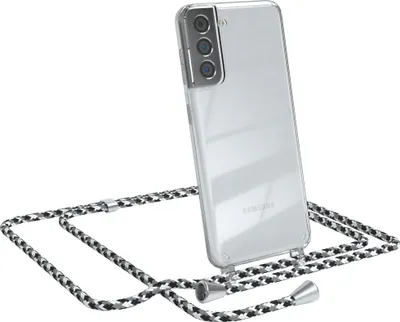 Produktbild von EAZY CASE Handykette kompatibel mit Samsung Galaxy S21 5G, Handyhülle mit Umhängeband, Handykordel, Schutzhülle Clear, Band in Schwarz
