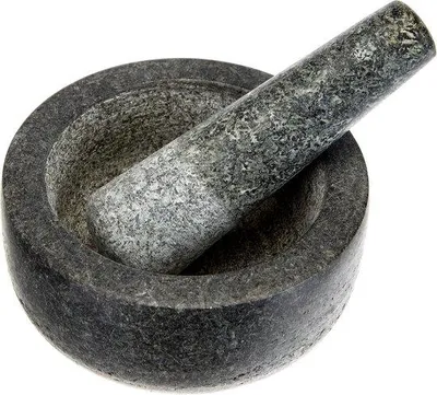 Produktbild von Famanu Mörser aus massivem Granit mit Stößel, Ø 14 cm, ideal für Kräuter, Gewürze und Pesto