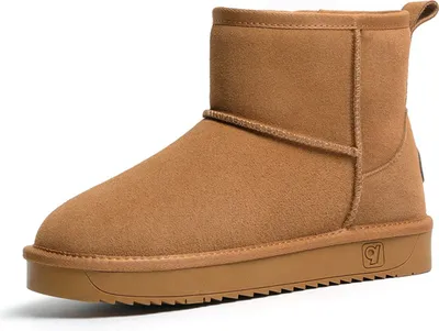 Image de ASKSA Femme Bottes de neige courtes chaudement doublées Bottines mini antidérapantes, Marron, Taille : 35