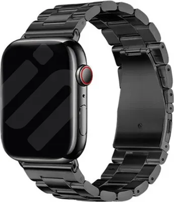 Produktbild von Strap-it Edelstahl-Gliederarmband passend für Apple Watch Series 1/2/3/4/5/6/7/8/9/10/11/SE/Ultra (2) - Schwarz - Größen: 44/45/46/49mm