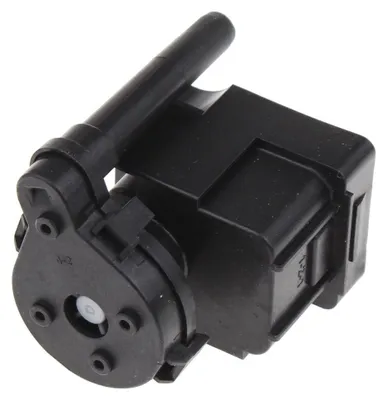 A black plastic component, likely a pump, is shown against a white background.