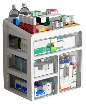 Imagen del producto de Organizador de escritorio con 4 cajones transparentes