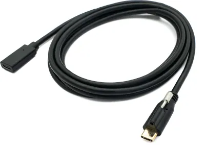 Produktbild von SYSTEM-S USB 3.1 Kabel 2 m Typ C Stecker zu Buchse Schraube in Schwarz