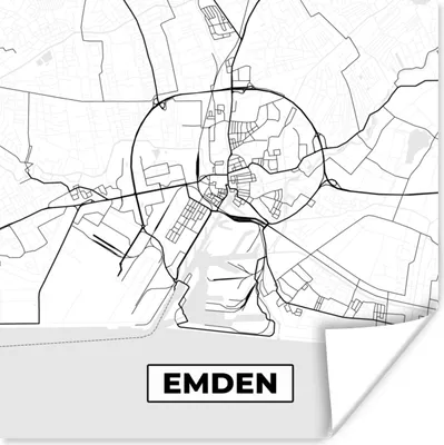 Produktbild von MuchoWow® Poster Emden - Karte - Stadtplan - Wegbeschreibung 75x75 cm - Wand Dekoration