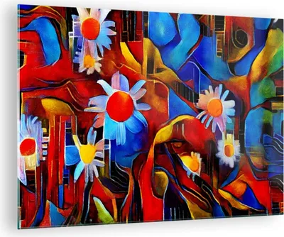 Produktbild von Bilder auf glas - Blume Abstraktion - 70x50cm - Glasbilder - Wandbilder - Kunstdruck - zum Aufhängen bereit - Wanddekoration aus Glas - Glas Bilder - Wandbild auf Glas - Einteilig - GAA70x50-3466