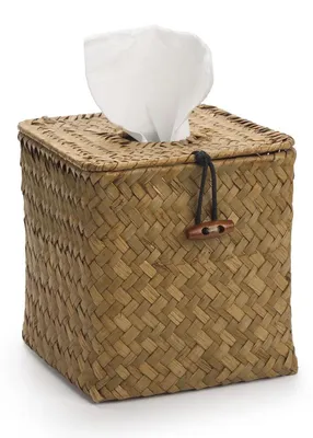 Produktbild von Kosmetiktücherbox Quadratisch Seegras Gewebt 14x14x14 cm Natürlich