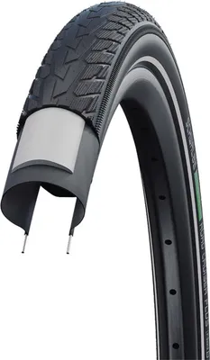 A close-up studio shot of a bicycle tire and rim.