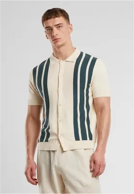 Obrázek produktu pro Pánská košile Urban Classics Knit Retro Shirt whitesand/bottlegreen - 3XL