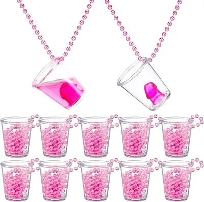 Produktbild von 12 Schnapsgläser zum Umhängen mit Kette für Junggesellenabschiede und Partys
