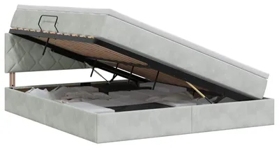 Produktbild von vidaXL Aufbewahrungsbett mit Kopfteil Hellgrau 140 x 190 cm Samt