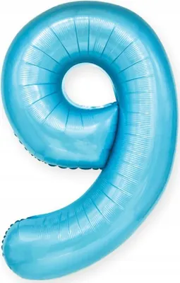 Image de Ballon en plastique chiffre 9 NEUN bleu pastel 100 cm