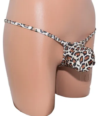 Produktbild von Mens thong bulge pouch Leopard Print