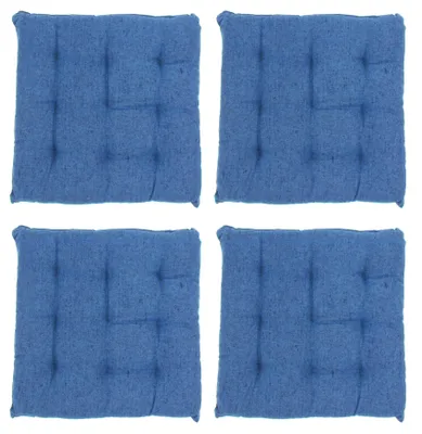 Produktbild von 4er Set Dunkelblaue Sitzkissen Stuhlauflagen 9-Punktesteppung mit Befestigungsbänder für Innen und Außen 40x40x5cm