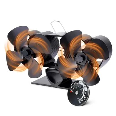 Produktbild von Vulpes Goods Heizungsventilator | Ventilator für Holzofen In freistehendem Design | Kaminventilator - schnelleres Aufheizen des Raumes / Blätter
